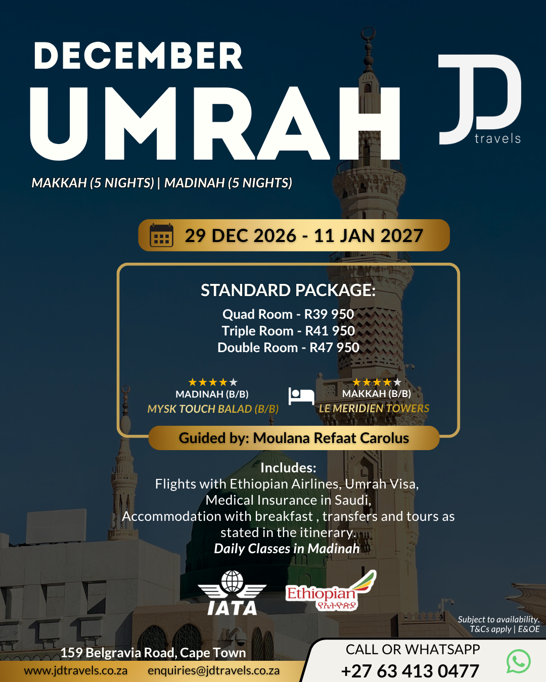 December Umrah 29 December 2026 to 11 January 2027
